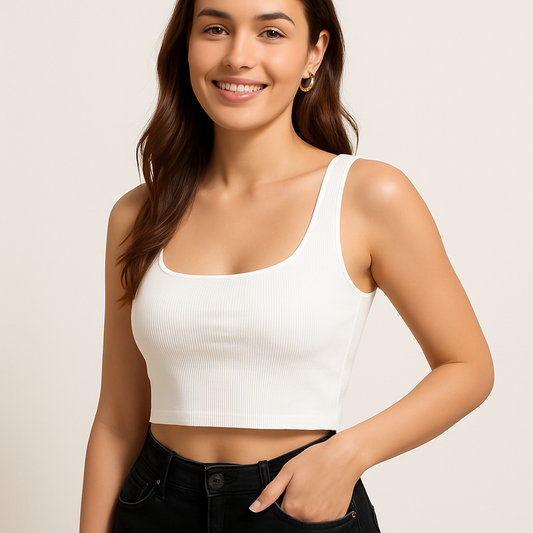 Cotton Blend Solid Top for Women